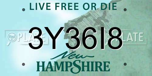 3Y36I8 New Hampshire License Plate