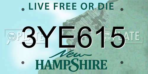 3YE615 New Hampshire License Plate