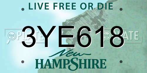 3YE618 New Hampshire License Plate