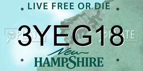 3YEG18 New Hampshire License Plate