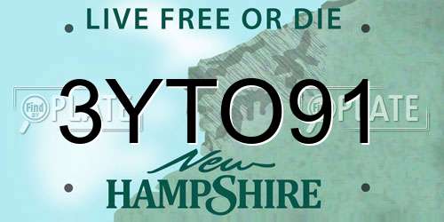 3YTO91 New Hampshire License Plate