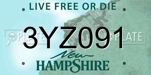 3YZ091 New Hampshire License Plate