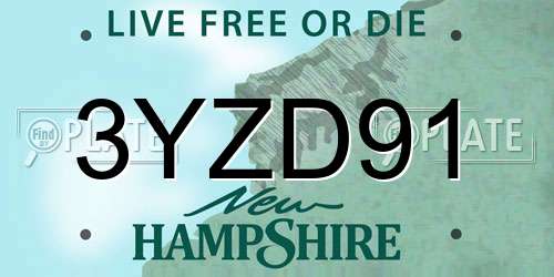 3YZD91 New Hampshire License Plate