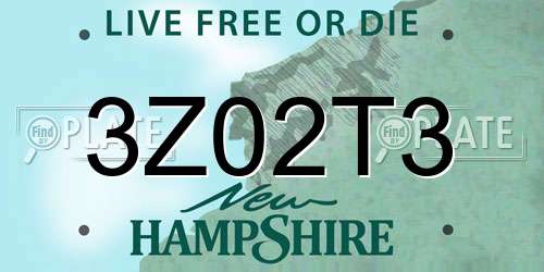 3Z02T3 New Hampshire License Plate