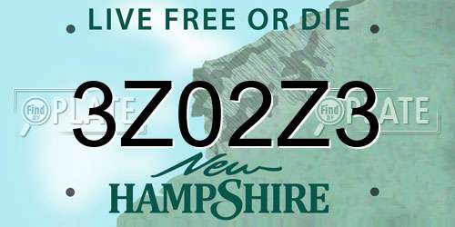 3Z02Z3 New Hampshire License Plate