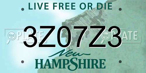 3Z07Z3 New Hampshire License Plate
