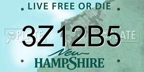 3Z12B5 New Hampshire License Plate