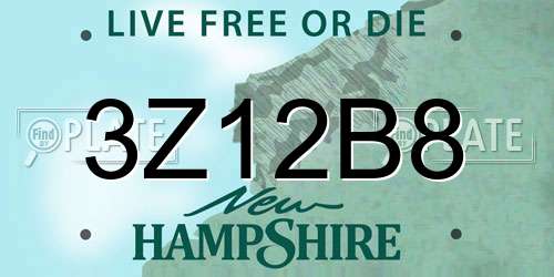 3Z12B8 New Hampshire License Plate