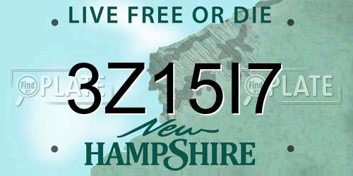 3Z15I7 New Hampshire License Plate