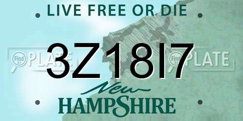 3Z18I7 New Hampshire License Plate
