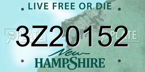 3Z20152 New Hampshire License Plate