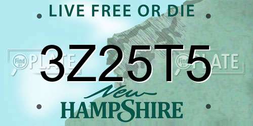3Z25T5 New Hampshire License Plate