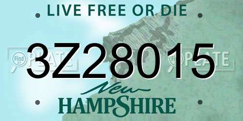 3Z28015 New Hampshire License Plate