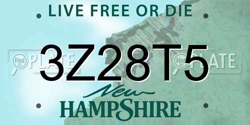 3Z28T5 New Hampshire License Plate