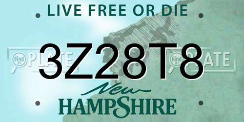 3Z28T8 New Hampshire License Plate