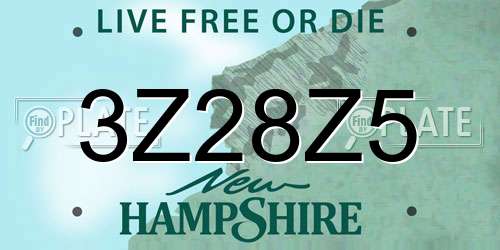 3Z28Z5 New Hampshire License Plate