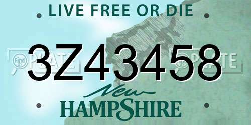 3Z43458 New Hampshire License Plate