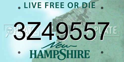 3Z49557 New Hampshire License Plate