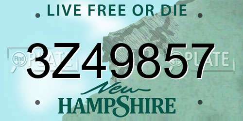 3Z49857 New Hampshire License Plate