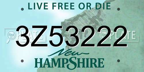 3Z53222 New Hampshire License Plate