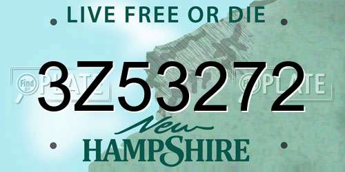 3Z53272 New Hampshire License Plate