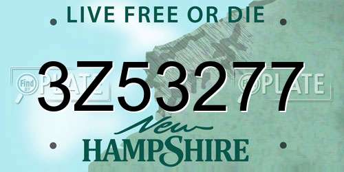 3Z53277 New Hampshire License Plate