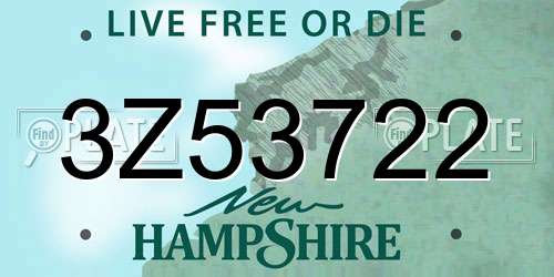 3Z53722 New Hampshire License Plate