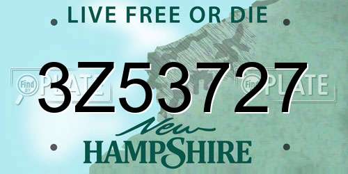 3Z53727 New Hampshire License Plate