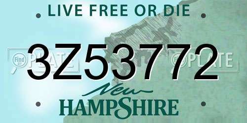 3Z53772 New Hampshire License Plate