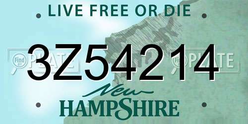 3Z54214 New Hampshire License Plate