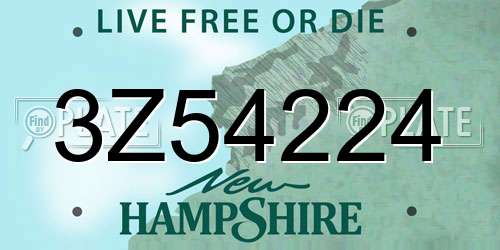 3Z54224 New Hampshire License Plate