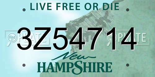 3Z54714 New Hampshire License Plate