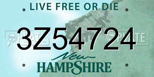 3Z54724 New Hampshire License Plate