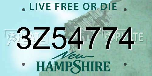3Z54774 New Hampshire License Plate