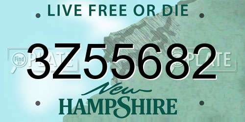 3Z55682 New Hampshire License Plate