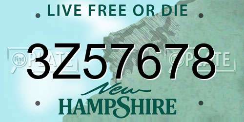 3Z57678 New Hampshire License Plate