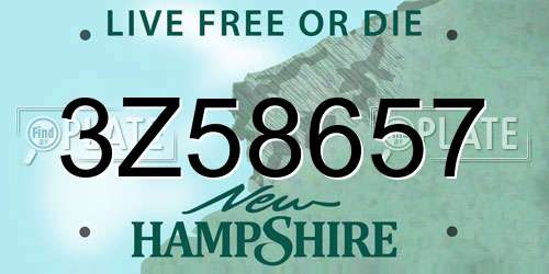 3Z58657 New Hampshire License Plate