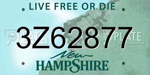 3Z62877 New Hampshire License Plate