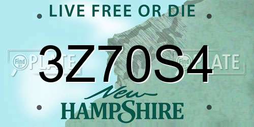 3Z70S4 New Hampshire License Plate