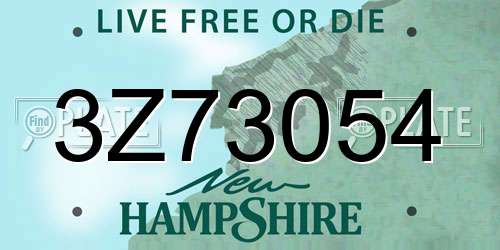 3Z73054 New Hampshire License Plate