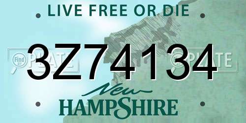 3Z74134 New Hampshire License Plate