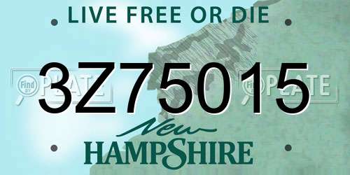 3Z75015 New Hampshire License Plate