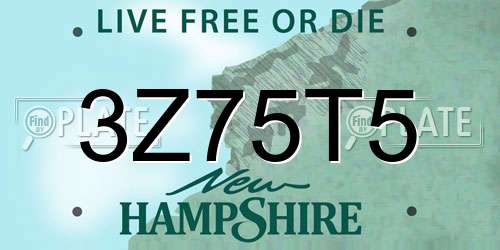 3Z75T5 New Hampshire License Plate