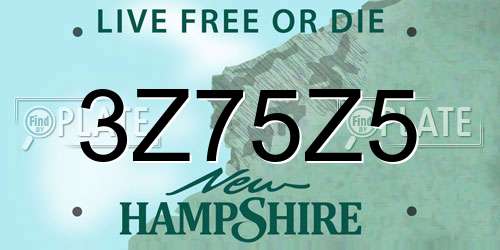 3Z75Z5 New Hampshire License Plate