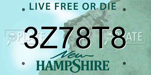 3Z78T8 New Hampshire License Plate