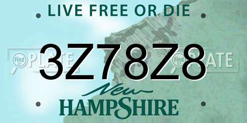 3Z78Z8 New Hampshire License Plate