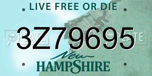 3Z79695 New Hampshire License Plate