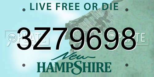 3Z79698 New Hampshire License Plate