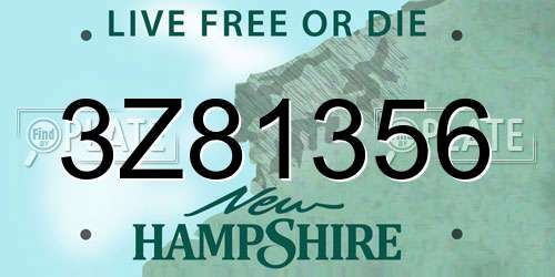 3Z81356 New Hampshire License Plate