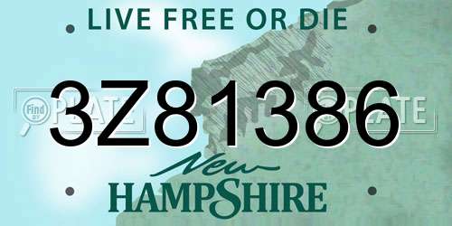 3Z81386 New Hampshire License Plate
